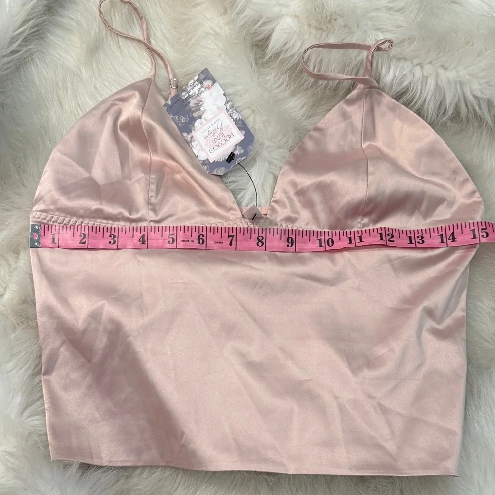 Satin Blush Bralette camisole adjustable straps stretch soft‎ shimmer sz S or M